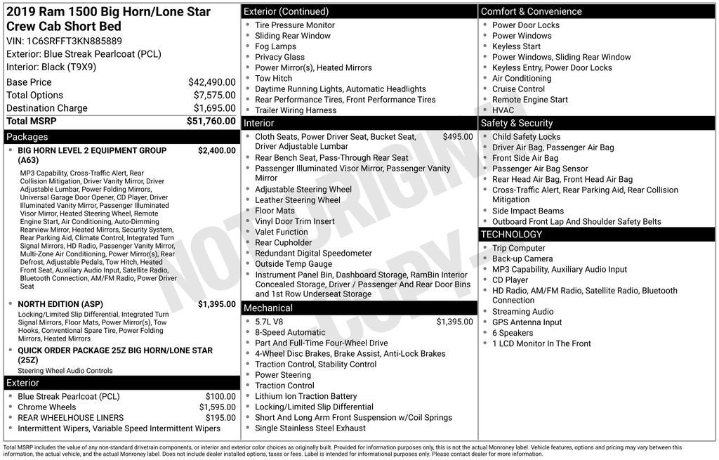 2019 RAM 1500 Big Horn/Lone Star