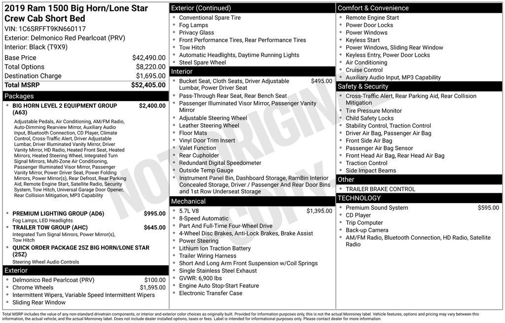 2019 RAM 1500 Big Horn/Lone Star