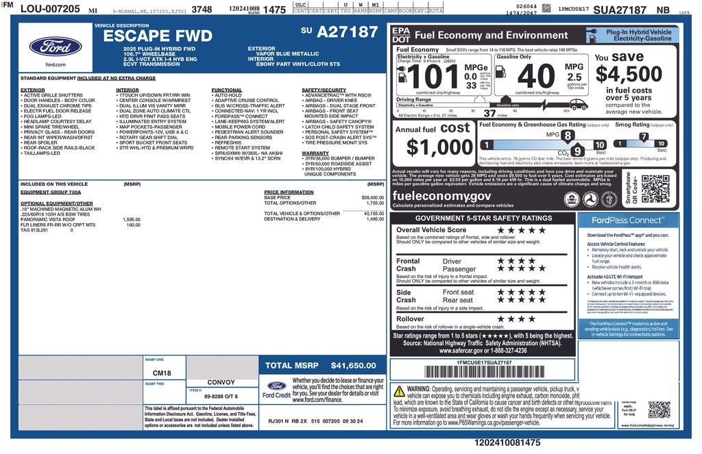 2025 Ford Escape Plug-In Hybrid Base