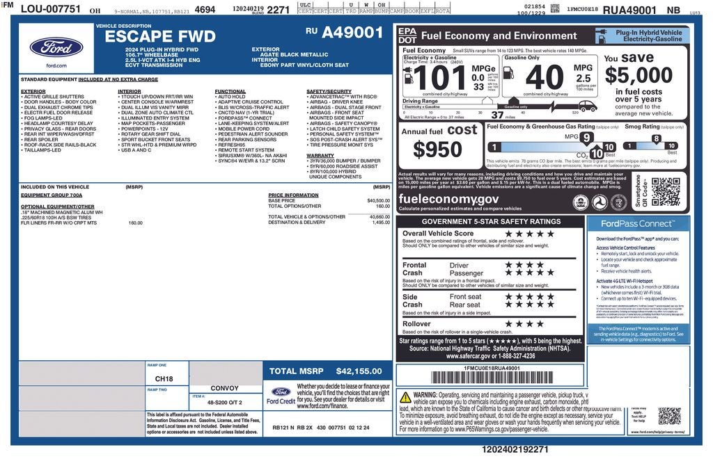 2024 Ford Escape Plug-In Hybrid Base