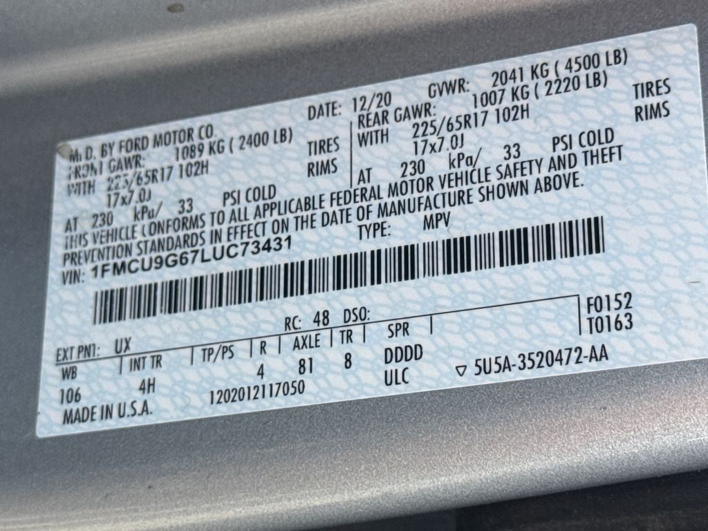 2020 Ford Escape SE
