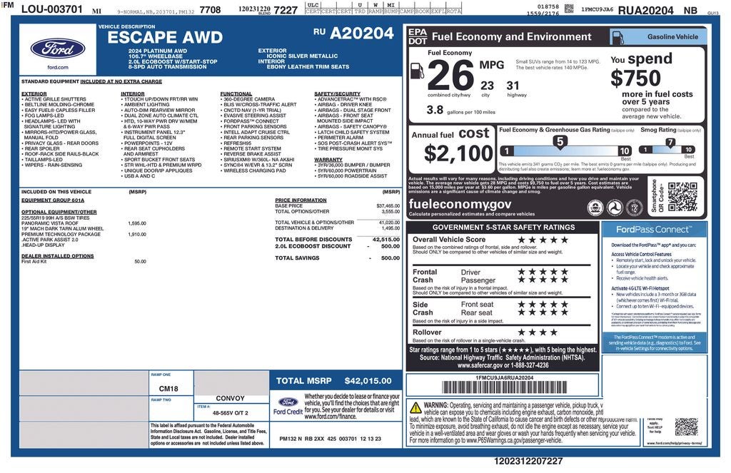 2024 Ford Escape Platinum