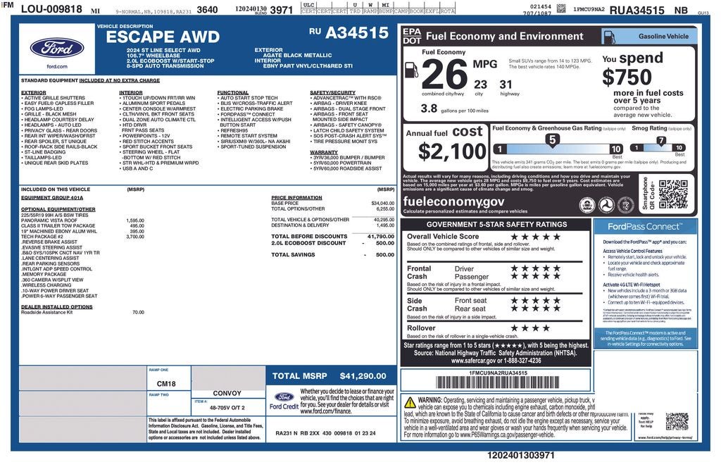 2024 Ford Escape ST-Line Select