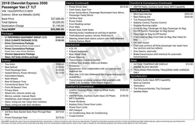 2018 Chevrolet Express 3500 LT Passenger