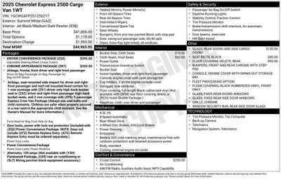 2025 Chevrolet Express 2500 Work Van Cargo