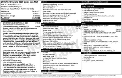 2025 GMC Savana 2500 Work Van