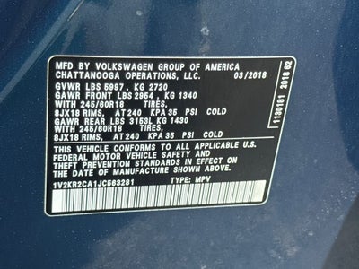 2018 Volkswagen Atlas 3.6L V6 SE 4Motion