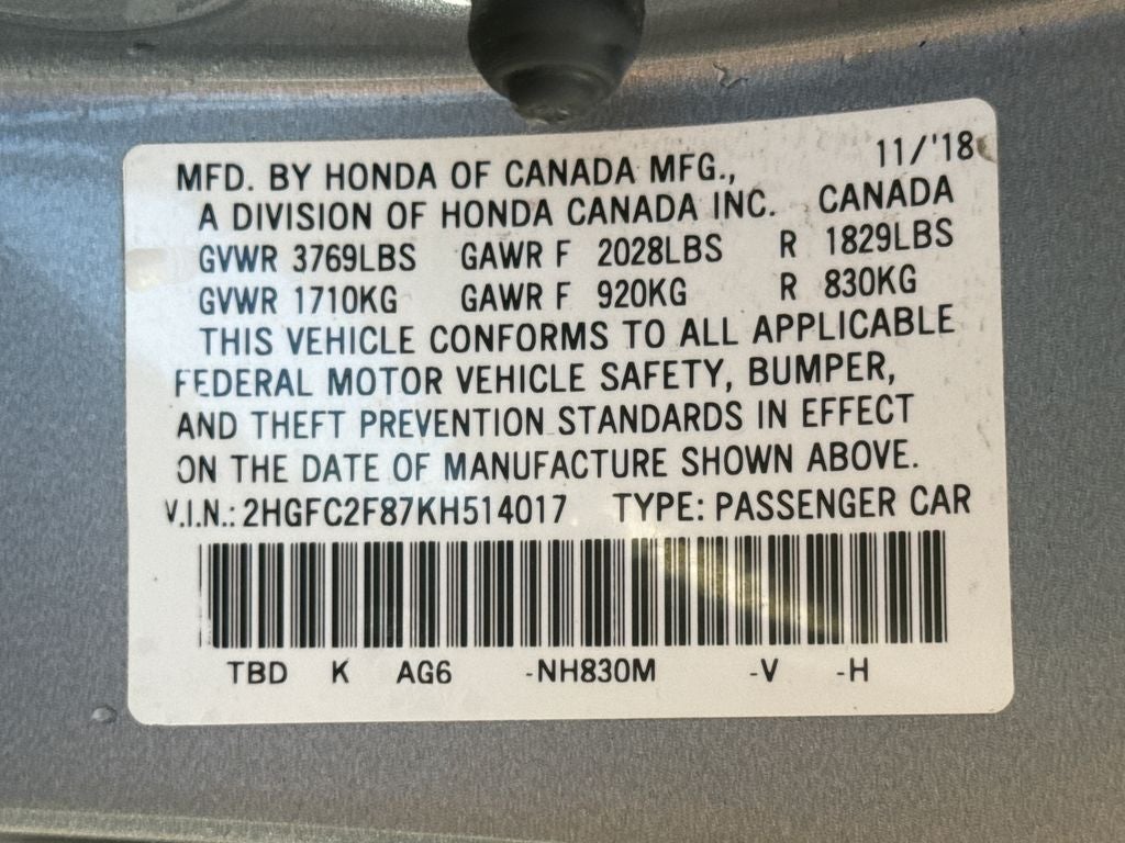 2019 Honda Civic Sport