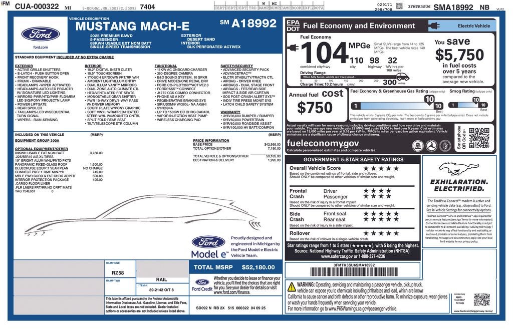2025 Ford Mustang Mach-E Premium