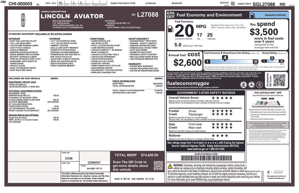 2025 Lincoln Aviator Reserve