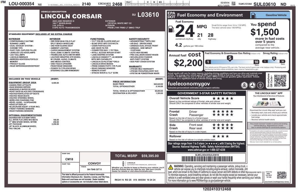 2025 Lincoln Corsair Reserve